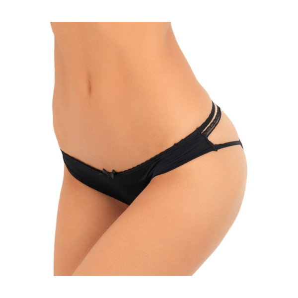 Culotte noire douce ornements quadrillés sur les fesses 